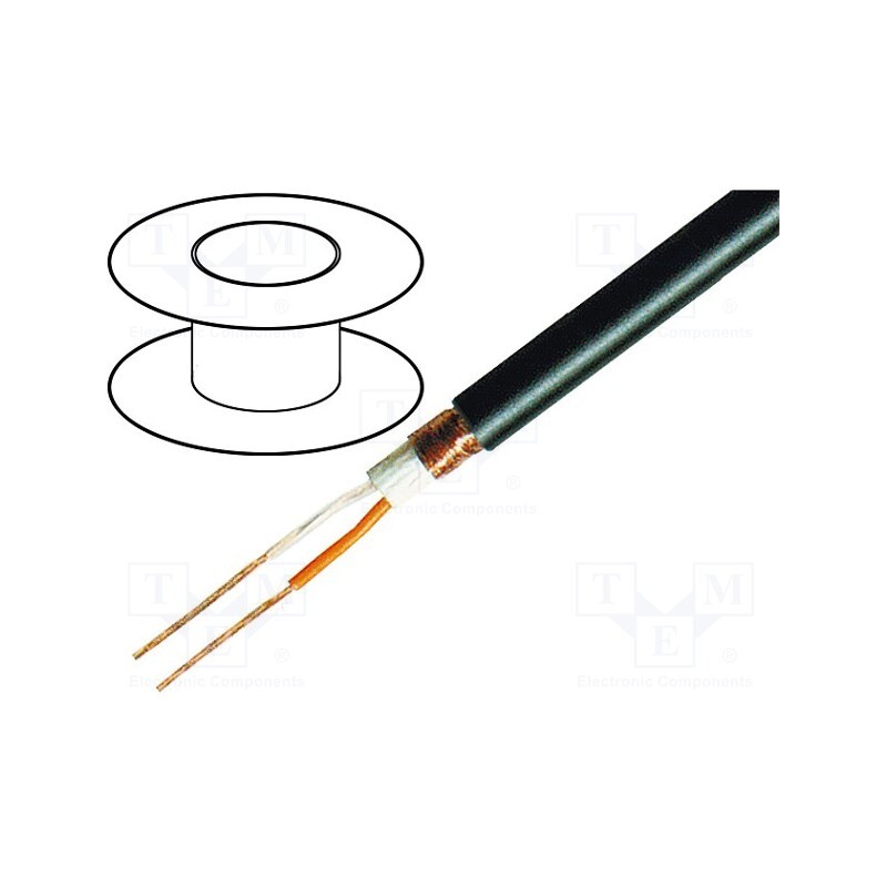 5 m x TASKER - C114 BLACK - Wire: microphone cable, 2x0.25mm2, black, OFC, -15÷70°C, PVC