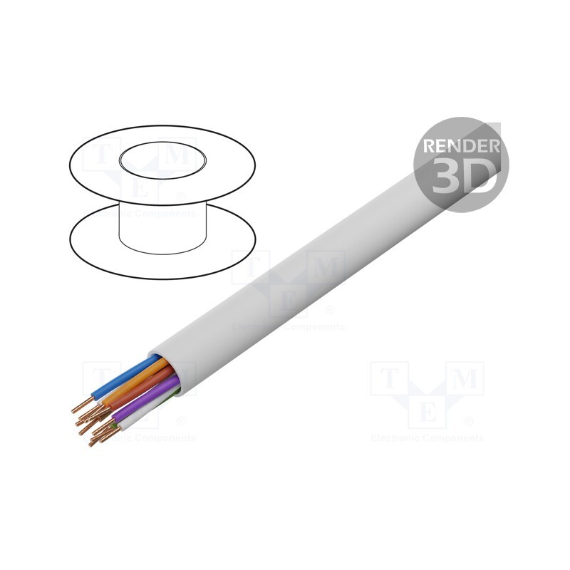 5 m x BITNER - TS0009 - Wire, YTKSY, 7x2x0.5mm, telecommunication, solid, Cu, PVC, white