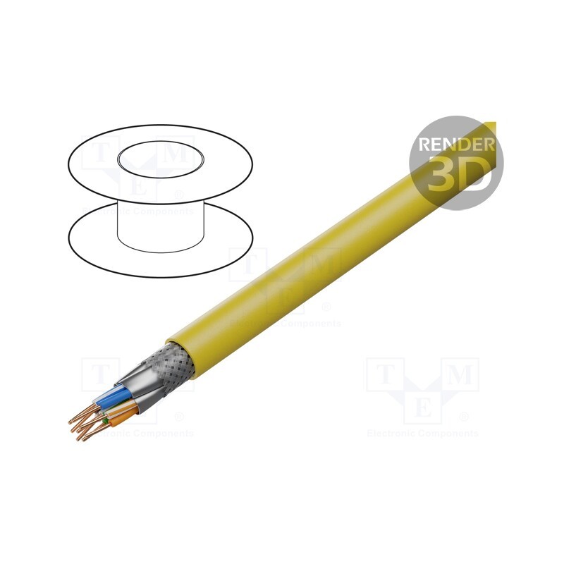 5 m x LOGILINK - CPV0071 - Wire, S/FTP, 7, solid, OFC, LSZH, yellow, 200m, Øcable: 7.6mm