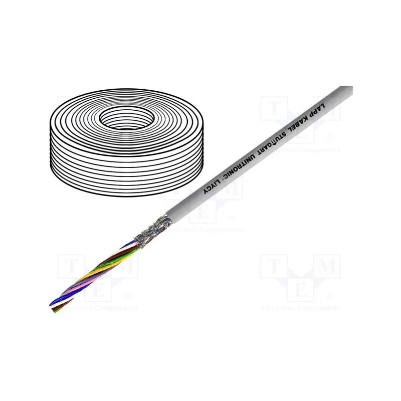 5 m x LAPP - 34703 - Wire, UNITRONIC® LiYCY, 3x0.75mm2, shielded,tinned copper braid