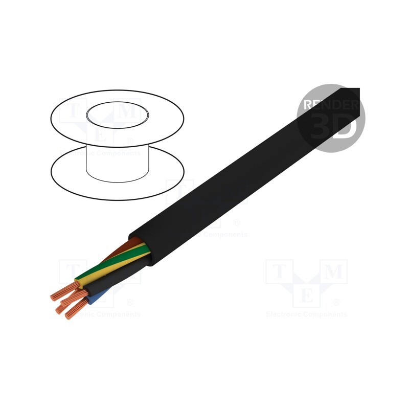 5 m x HELUKABEL - 11003828 - Wire, HELUPOWER® 1000, 5G2.5mm2, round, stranded, Cu, PVC, black