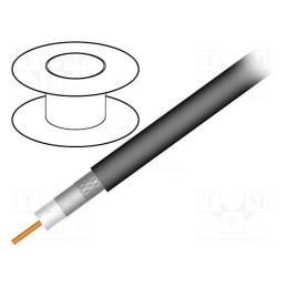 5 m x TELESTE - S1177BVCU - Wire: coaxial, RG11, solid, Cu, PVC, black, 305m, Øcable: 10.03mm