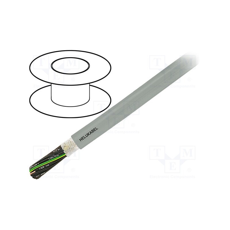 5 m x HELUKABEL - 15020 - Wire: control cable, JZ-HF, 3G0.75mm2, PVC, grey, stranded, Cu
