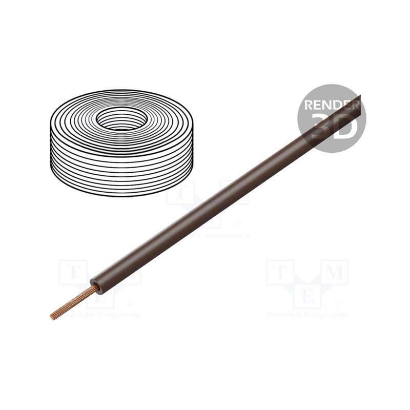 5 m x HELUKABEL - 51798 - Wire, H07Z-K, stranded, Cu, 6mm2, LSZH, brown, 450V,750V, Class: 5
