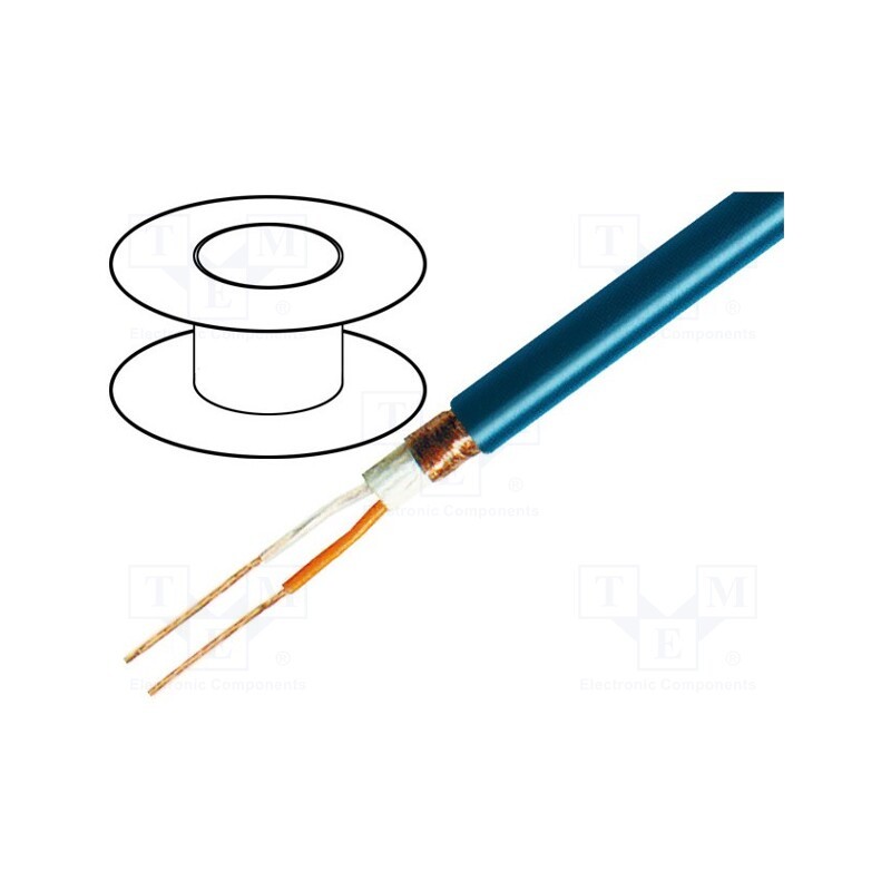 5 m x TASKER - C260 BLUE - Wire: microphone cable, 2x0.25mm2, blue, OFC, -15÷70°C, PVC