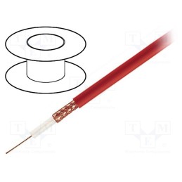 5 m x TASKER - RG59 FLEX RED - Wire: coaxial, RG59-flex, stranded, OFC, 0.22mm2, PVC, red, 2kVAC