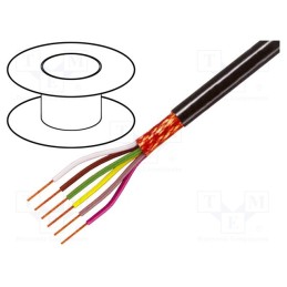 5 m x TASKER - C5025 - Wire, 5x0.25mm2, shielded,braid made of copper wires, black, 49V