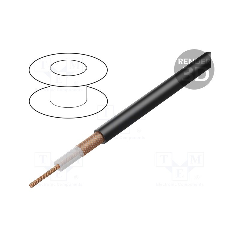 5 m x SIVA CAVI - RG213U - Wire: coaxial, RG213U, stranded, Cu, PVC, black, 10.3mm, CPR: Eca