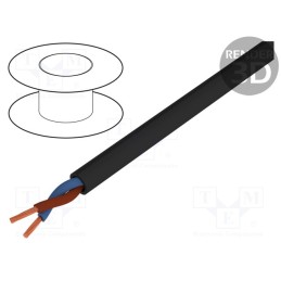 5 m x MANEX - H05VV-F/2X1.0BK - Wire, H05VV-F,OWY, 2x1mm2, round, stranded, Cu, PVC, black, Class: 5
