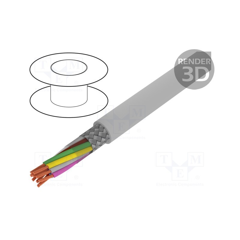 5 m x BITNER - S30622 - Wire, BiT LiYCY, 10x0.75mm2, shielded,tinned copper braid, PVC