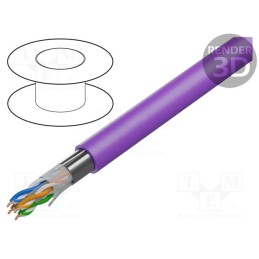 5 m x BELDEN - 10GB24.07305 - Wire, U/UTP, 4x2x23AWG, 6a, solid, Cu, LSZH, violet, 305m, 72V, 1000ft
