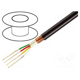 5 m x TASKER - C257 - Wire: microphone cable, 4x0.22mm2, black, OFC, -15÷70°C, PVC