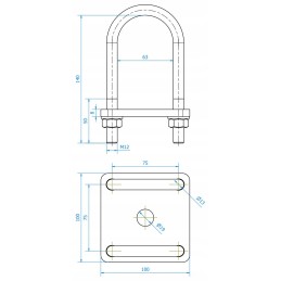 U-bolt spring holder, spring mounting fi 60mm m12