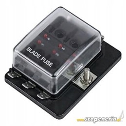 Fuse strip with 6 outputs in the housing