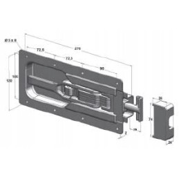 Mortise side lock, galvanized steel