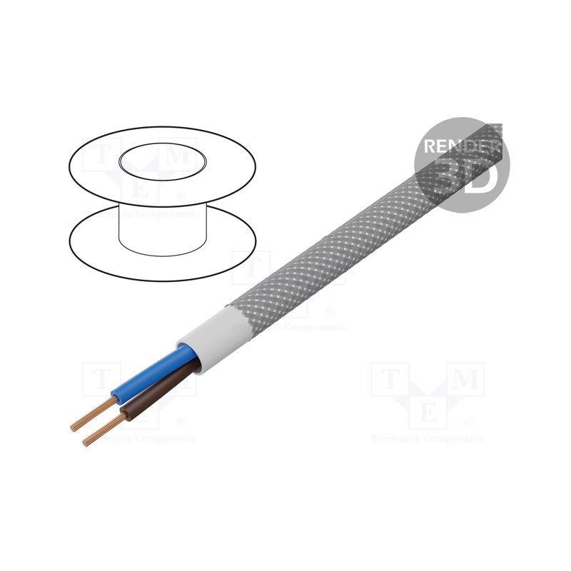 5 m x ESPE - OPAC-2X0.75-1-2057 - Wire, H03VV-F,OMY, 2x0.75mm2, round, stranded, Cu, PVC, textile