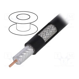 5 m x TELESTE - S1160BEFCU - Wire: coaxial, RG11, solid, Cu, PE, black, 305m, Øcable: 10.03mm