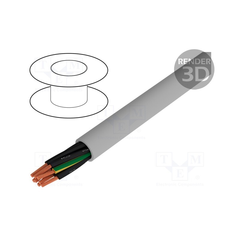 5 m x HELUKABEL - 10070 - Wire, JZ-500, 8G1mm2, unshielded, 300V,500V, Cu, stranded, grey