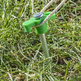 Tent peg pins with a green hook