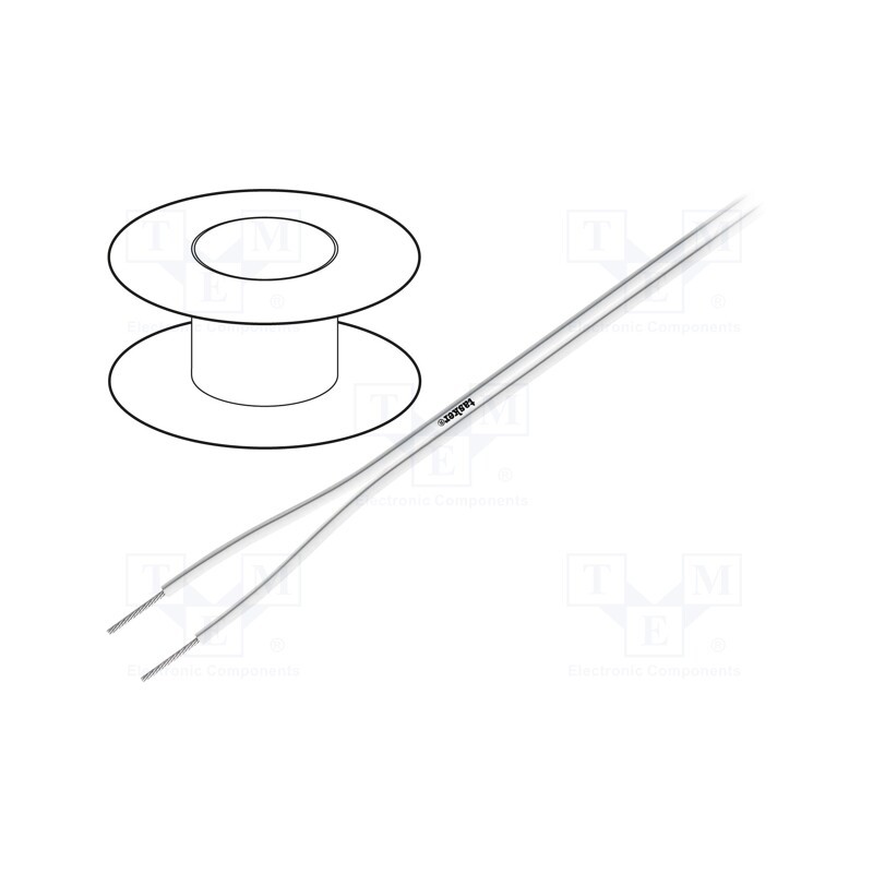 5 m x TASKER - TSK74 - Wire, 2x1.5mm2, OFC, stranded, silicone, white, -60÷180°C