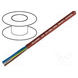 5 m x HELUKABEL - 22989 - Wire, SiHF, 2x0.5mm2, Cu, stranded, silicone caoutchouc, brown-red