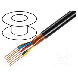 5 m x TASKER - C182 - Wire: microphone cable, 7x0.25mm2, black, OFC, -15÷70°C, PVC