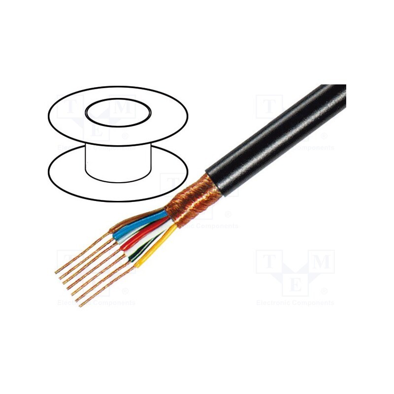 5 m x TASKER - C182 - Wire: microphone cable, 7x0.25mm2, black, OFC, -15÷70°C, PVC