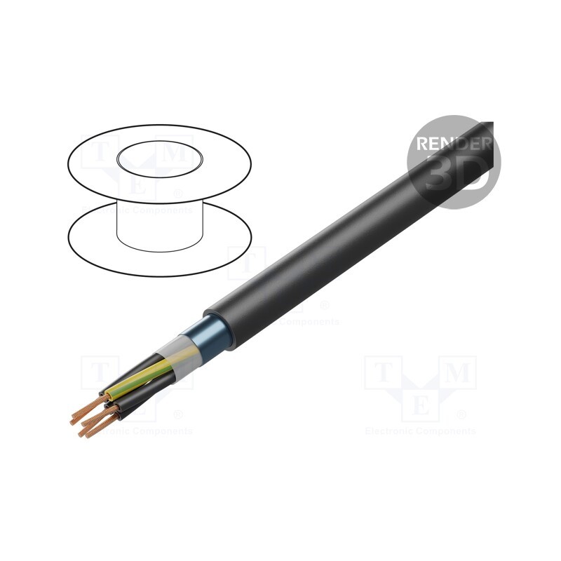 5 m x BITNER - SB2439 - Wire, BiT 500 (ST) BLACK FR, 7G0.75mm2, shielded,Al-PET foil