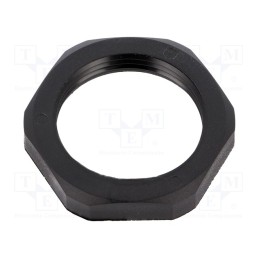 5 pcs x HUMMEL - 1.262.2101.11 - Nut, PG21, polyamide, Thk: 7mm, Spanner: 36mm, black, -40÷100°C