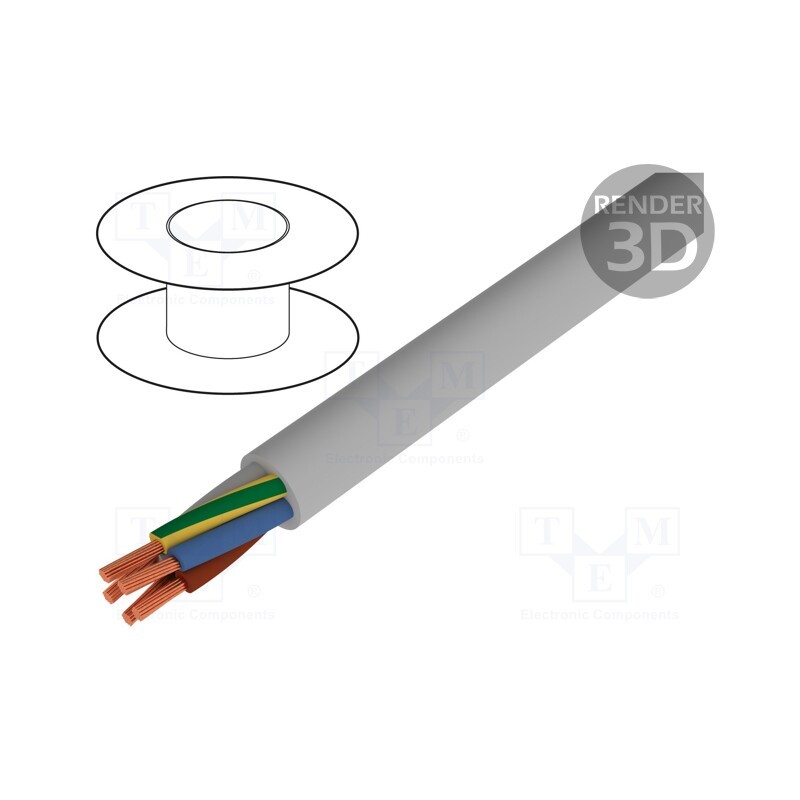 5 m x HELUKABEL - 11027 - Wire, JB-500, 3G0.75mm2, unshielded, 300V,500V, Cu, stranded, grey
