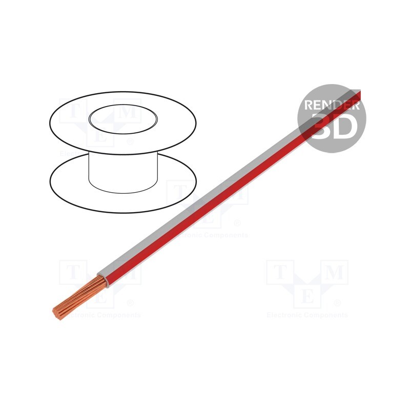 5 m x LAPP - 4512463S - Wire, X05V-K, stranded, Cu, 1mm2, PVC, white-red, 300V,500V, Class: 5