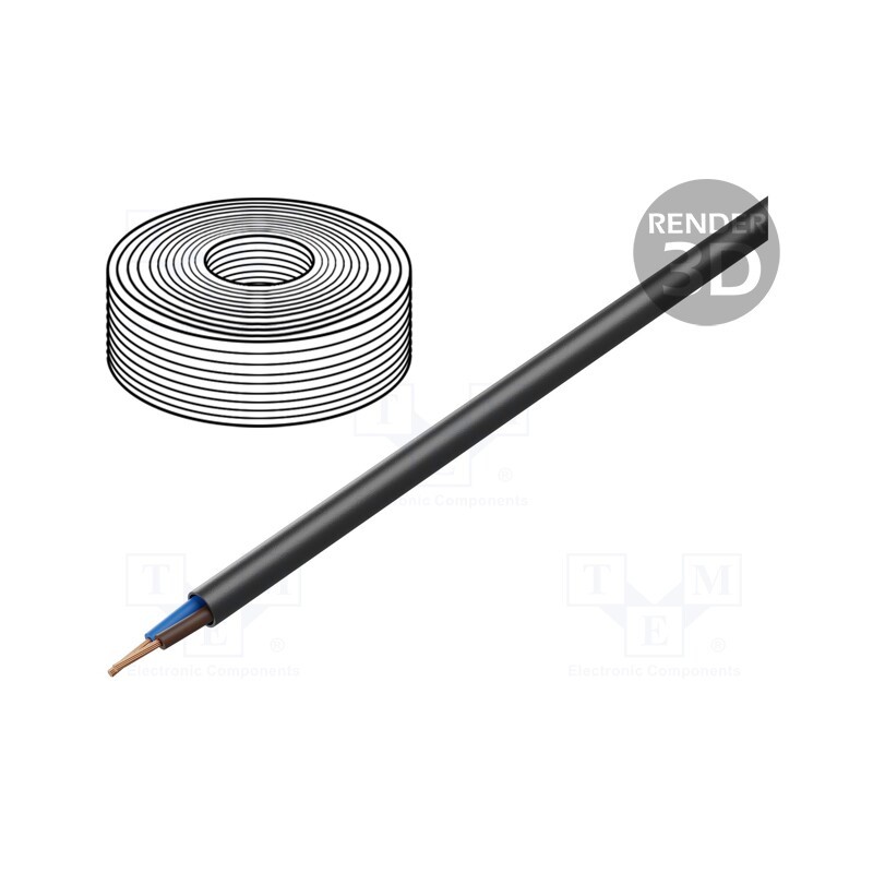 5 m x HELUKABEL - 37020T - Wire, H07RN-F,TITANEX®, 2x1.5mm2, round, stranded, Cu, rubber
