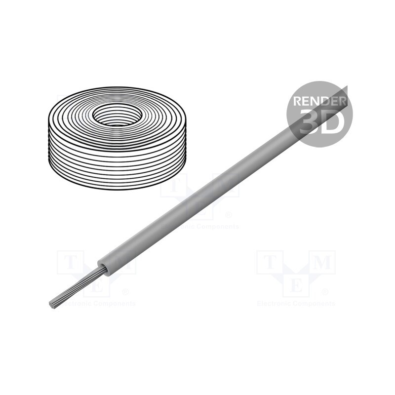 5 m x HELUKABEL - 23506 - Wire, SiF, 1x1mm2, stranded, Cu, silicone, grey, -60÷180°C, 100m