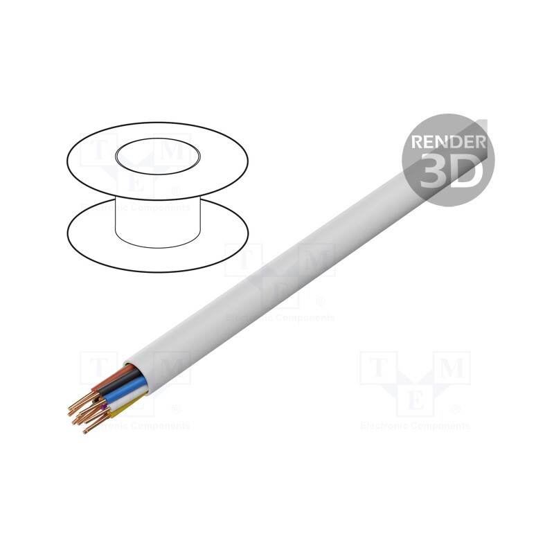 5 m x BITNER - LA0055 - Wire, BiTprotect,YTDY, 12x0.5mm, round, solid, Cu, PVC, white