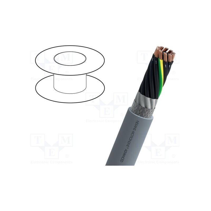5 m x NEXANS - Q105004T200 - Wire, MOTIONLINE® ADVANCED, 4G0.5mm2, PVC, grey, 600V