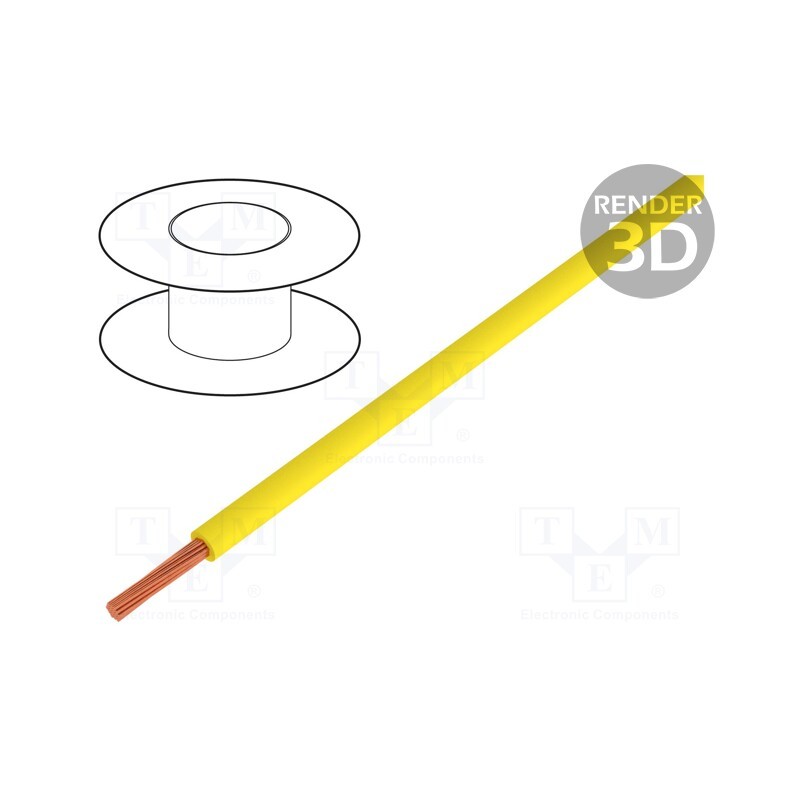 5 m x HELUKABEL - 64115 - Wire, H05V2-K, stranded, Cu, 1mm2, 18AWG, PVC, yellow, 300V,500V