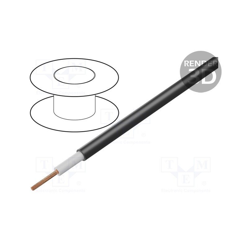5 m x TASKER - C205-BLACK - Wire, 1x0.5mm2, stranded, OFC, PVC, black, 49V, -15÷70°C, 100m