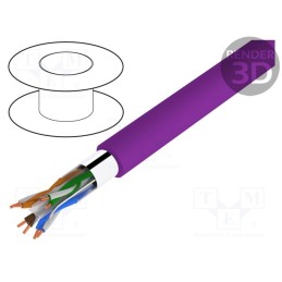 5 m x DIGITUS - DK-1624-VH-5 - Wire, F/UTP, 4x2x23AWG, 6, solid, Cu, LSZH, violet, 500m, Øcable: 6mm