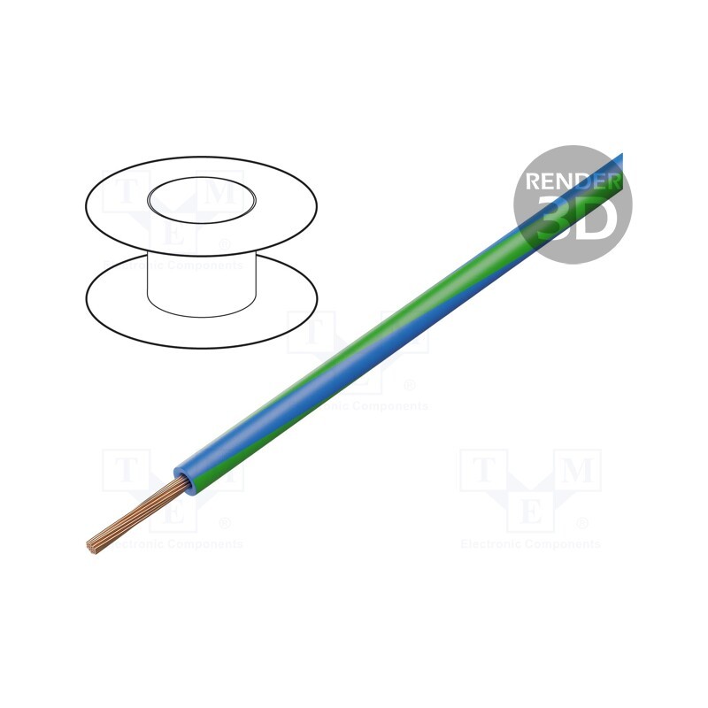 5 m x LAPP - 4512243S - Wire, X05V-K, stranded, Cu, 1mm2, PVC, blue-green, 300V,500V, 1x1mm2
