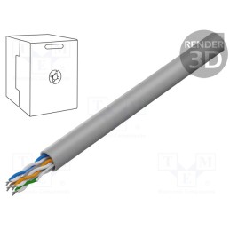 5 m x GEMBIRD - UPC-6004SE-SOL - Wire, U/UTP, 4x2x24AWG, 6, solid, CCA, PVC, grey, 305m, Øcable: 6mm
