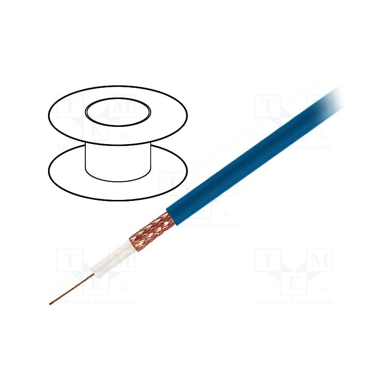 5 m x TASKER - RG59 FLEX BLUE - Wire: coaxial, RG59-flex, stranded, OFC, 0.22mm2, PVC, blue, 2kVAC