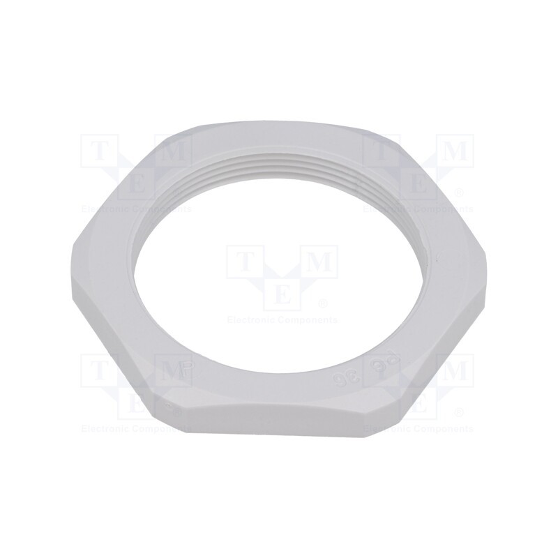 5 pcs x HUMMEL - 1.262.3600.11 - Nut, PG36, polyamide, Thk: 8mm, Spanner: 60mm, grey, -40÷100°C