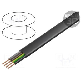 5 m x HELUKABEL - 27001 - Wire, H07VVH6-F,PVC-Flach, 4G1.5mm2, unshielded, 450V,750V, Cu