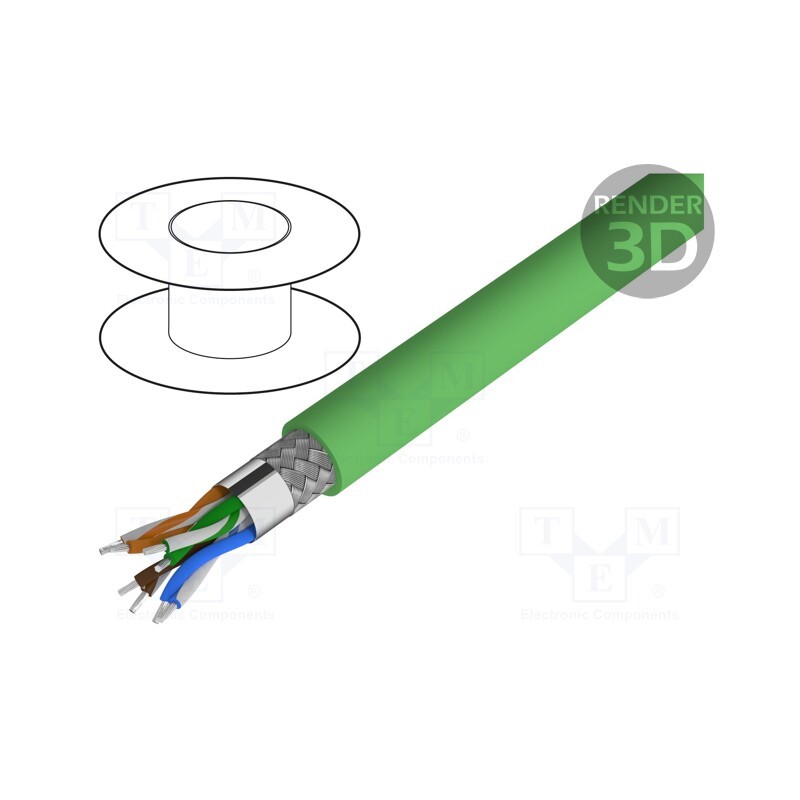 5 m x LAPP - 2170886 - Wire, ETHERLINE® Cat.5, 2x2x22AWG, 5, stranded, Cu, PVC, green