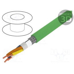 5 m x HELUKABEL - 800653 - Wire, HELUKAT® PROFInet A, 2x2x22AWG, PROFINET, 5e, solid, Cu, PVC