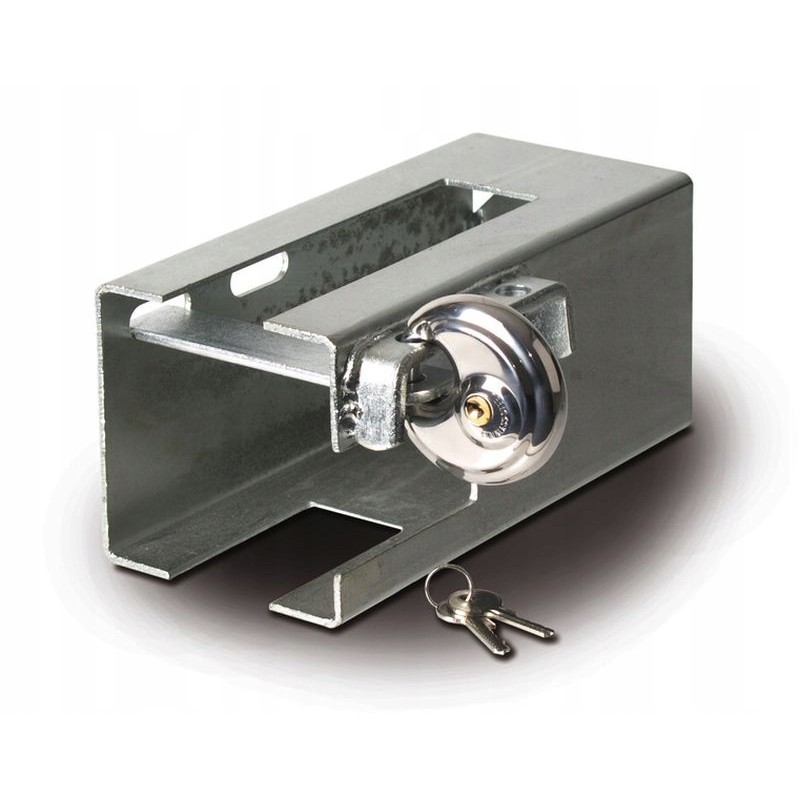 Ball hitch lock box with padlock