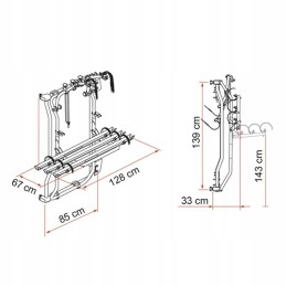 Bicycle carrier for 3 Fiat Ducato Fiamma bicycles