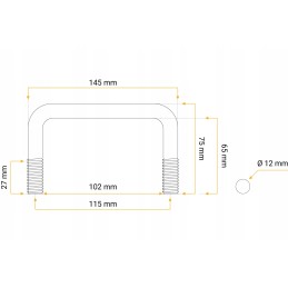 Square oval m12 65 102 65 bracket, clamp for mounting the trailer