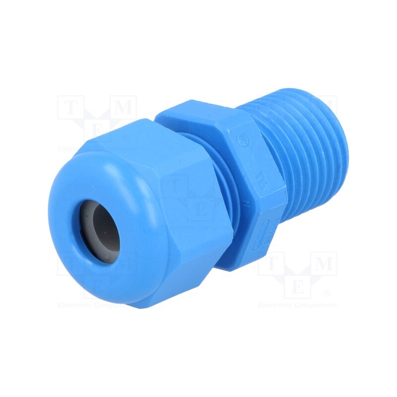 5 pcs x HUMMEL - 1.209.0902.61 - Cable gland, with long thread, PG9, IP68, polyamide, blue, UL94V-0