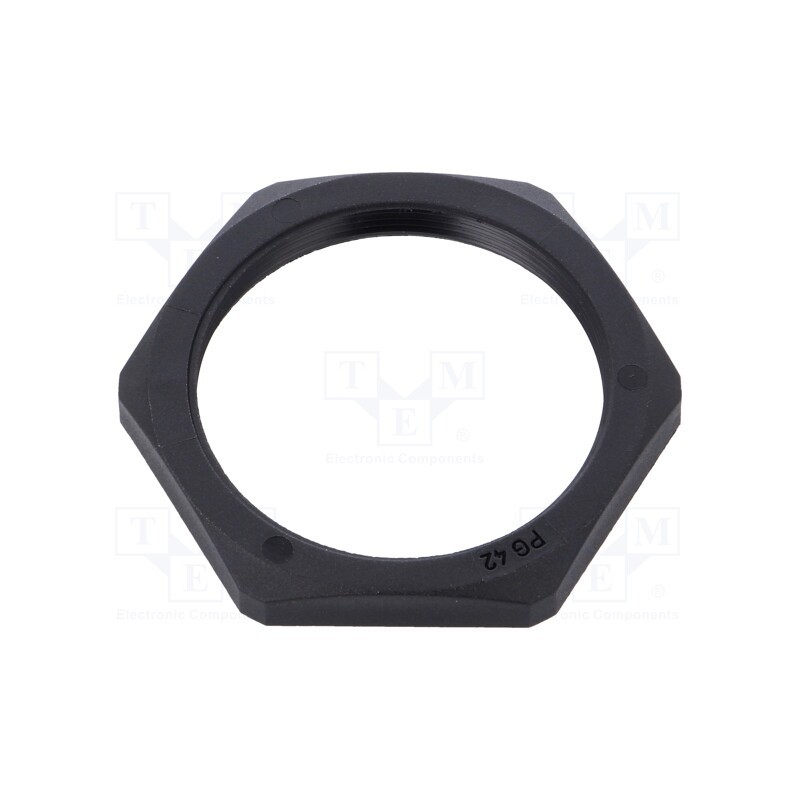 5 pcs x HUMMEL - 1.262.4201.11 - Nut, PG42, polyamide, Thk: 8mm, Spanner: 65mm, black, -40÷100°C